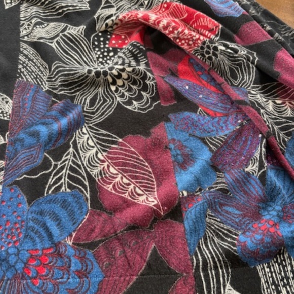 DESIGUAL open waterfall cardigan sz XS (S) black with multicolour floral pattern - Picture 12 of 16